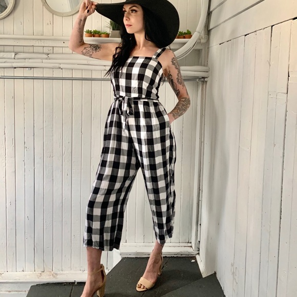loft gingham jumpsuit
